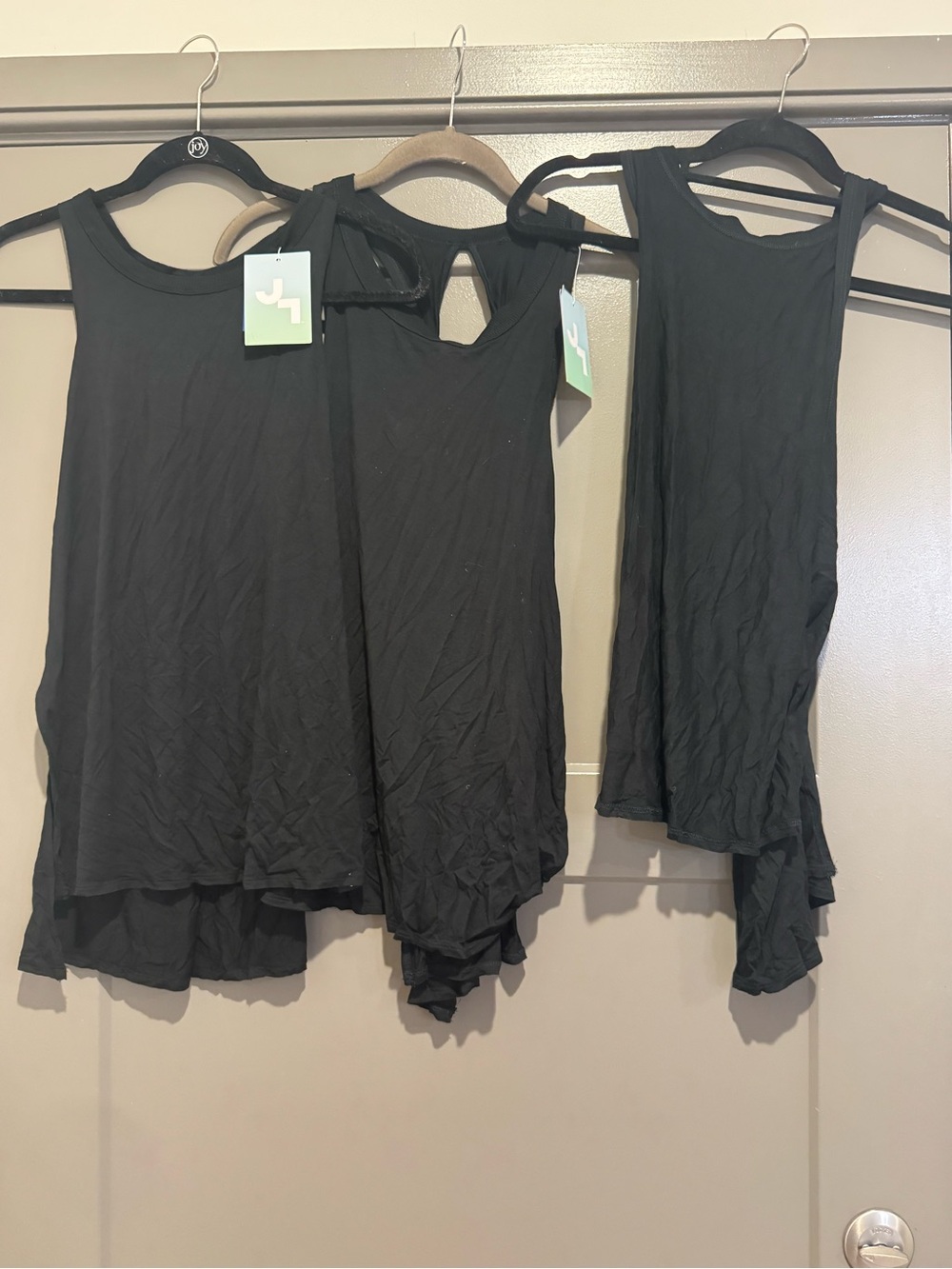 THREE (3) JoyLab Black Racerback & Scoop Tank Top for ONE PRICE
